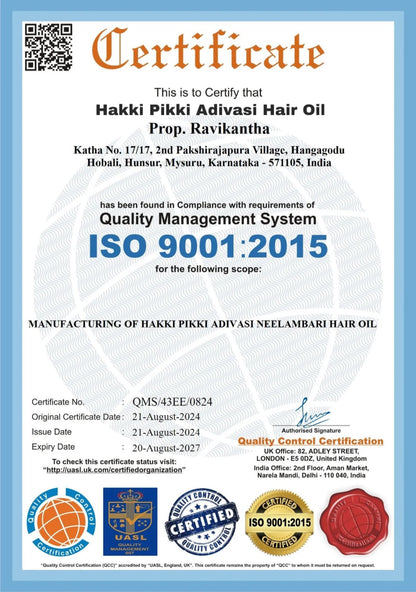 Neelambari Hakki Pikki Original Adivasi Oil (REAL MANUFACTURER FROM DIRECT SOURCE)